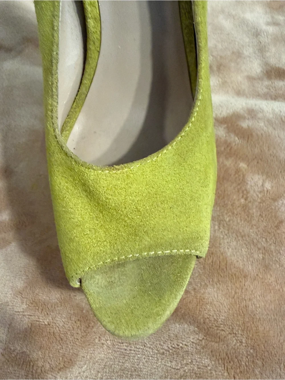 DV by Dolce Vita Chartreuse Suede Peep-Toe Platform Heels